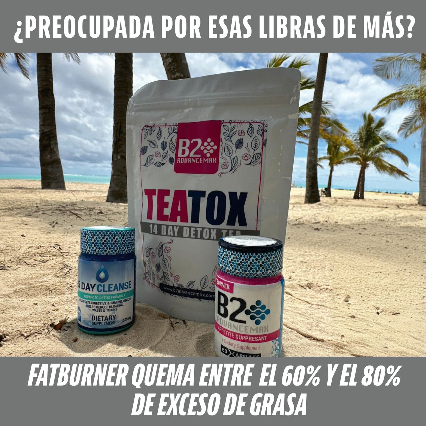 KIT B2 + DETOX + TE=QUEMADOR, LIMPIADOR Y DESINTOXICANTE
